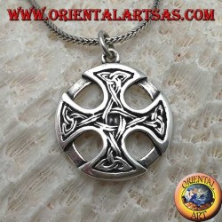 Silver pendant, Celtic cross on the disc with Tyrone knots on the tips connected together