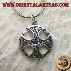 Silver pendant, Celtic cross on the disc with Tyrone knots on the tips connected together