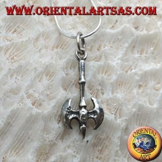 Pendant in silver, Labrys or medieval two-headed ax