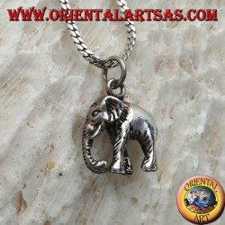 Colgante de plata, elefante indio con trompa tridimensional