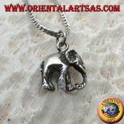 Colgante de plata, elefante indio con trompa tridimensional