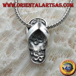 Inlaid flip-flop silver pendant