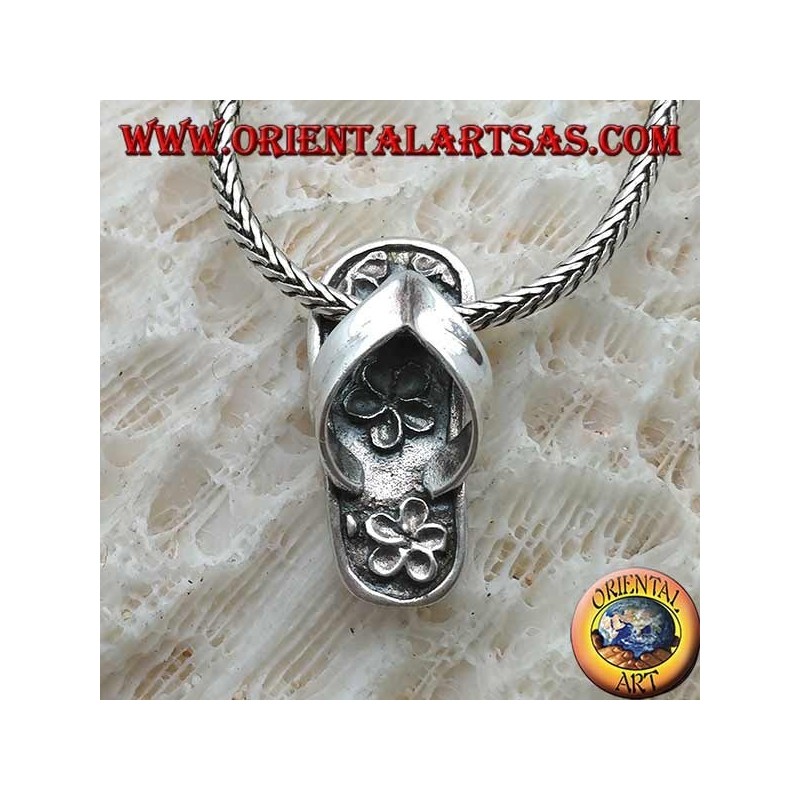Pendentif flip-flop en argent incrusté