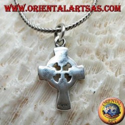 Silver pendant, Celtic cross with decorations and bas-relief Tyrone's knot