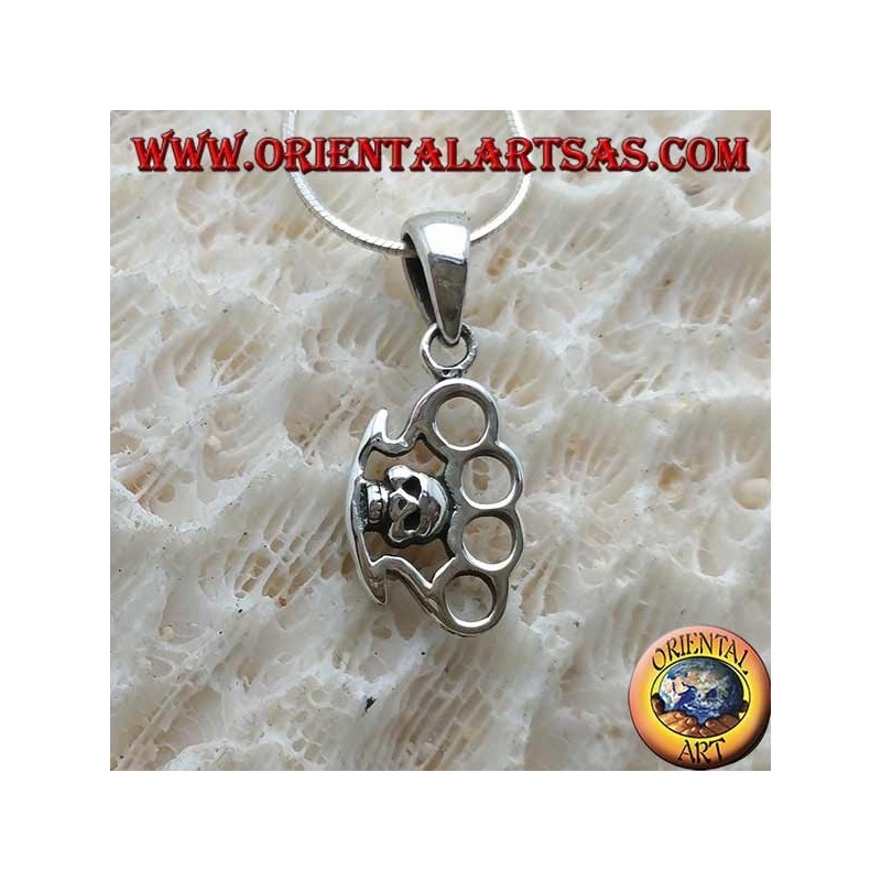 Silver pendant in the shape of a trowel with skull