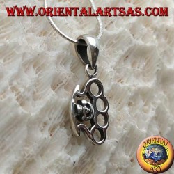 Silver pendant in the shape of a trowel with skull