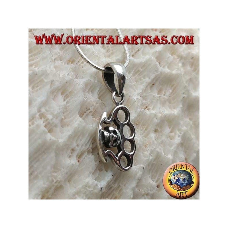 Silver pendant in the shape of a trowel with skull