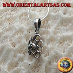 Silver pendant in the shape of a trowel with skull