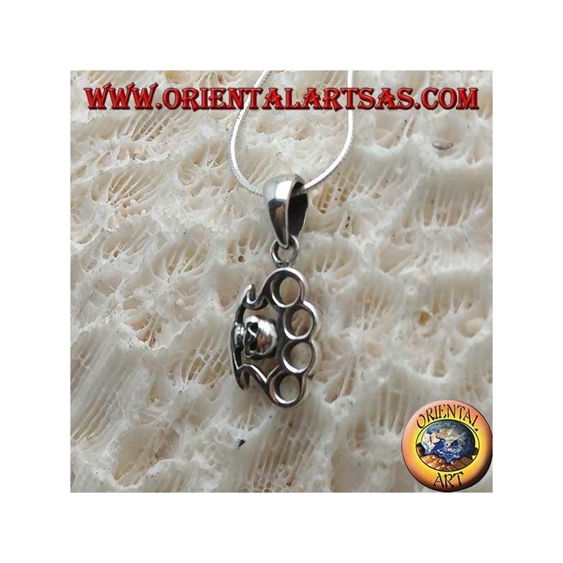 Silver pendant in the shape of a trowel with skull