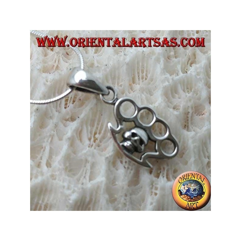 Pendentif en argent en forme de truelle avec crâne