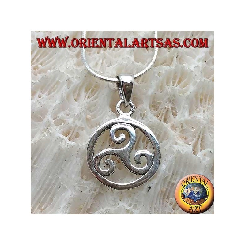 Silver pendant, triskelion or simple triskele in the cosmic circle (small)
