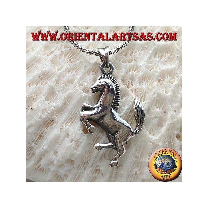 Silberanhänger, zügelloses Pferdesymbol von Ferrari (groß)