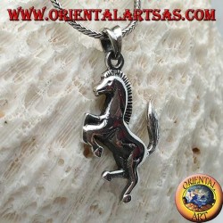 Pendentif en argent, symbole de cheval rampant de Ferrari (grand)