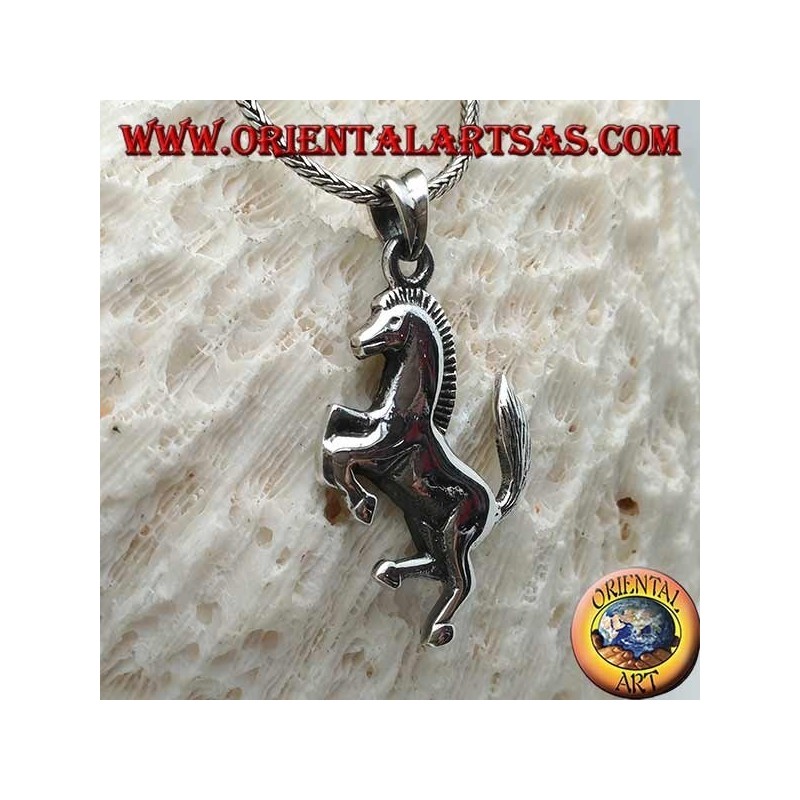Ciondolo in argento, cavallo rampante simbolo della Ferrari (grande)