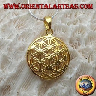 Pendentif en argent, fleur de vie en plaqué or