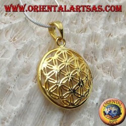 Pendentif en argent, fleur de vie en plaqué or