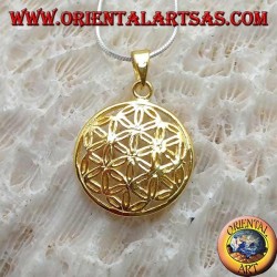 Silver pendant, gold-plated flower of life