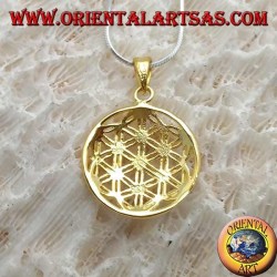 Pendentif en argent, fleur de vie en plaqué or