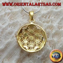 Silver pendant, gold-plated flower of life
