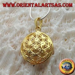 Colgante de plata, flor de la vida chapada en oro