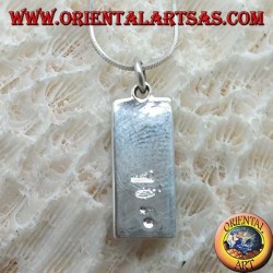 Pendentif en argent, plaque avec idéogrammes chinois "chance, longue vie et prospérité"