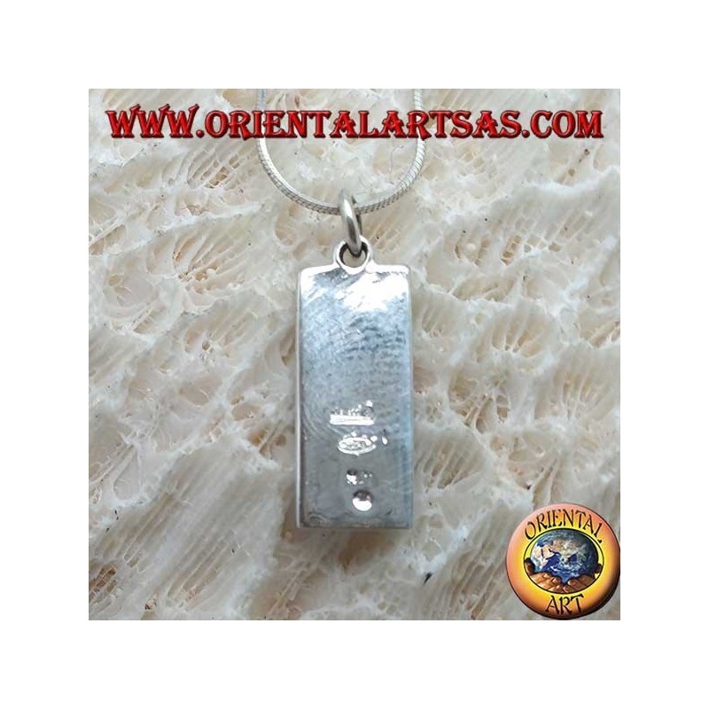 Pendentif en argent, plaque avec idéogrammes chinois "chance, longue vie et prospérité"