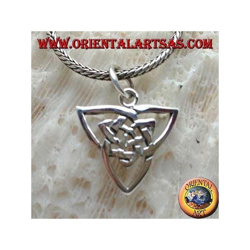 Silver pendant, double inverted braided Tyrone knot