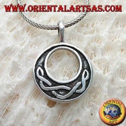 Silver pendant, disc with Celtic knot typical in low relief