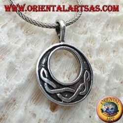Silver pendant, disc with Celtic knot typical in low relief