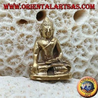 Buddha-Skulptur "Bhumisparsha Mudra - Unterwerfung des Dämons Mara" einfach in Messing (klein)