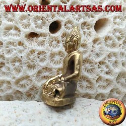 Sculpture de Bouddha "Bhumisparsha Mudra - Soumettre le démon Mara" simple en laiton (petit)