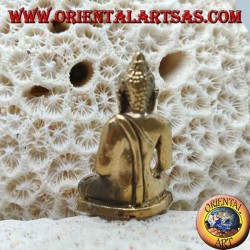 Buddha-Skulptur "Bhumisparsha Mudra - Unterwerfung des Dämons Mara" einfach in Messing (klein)