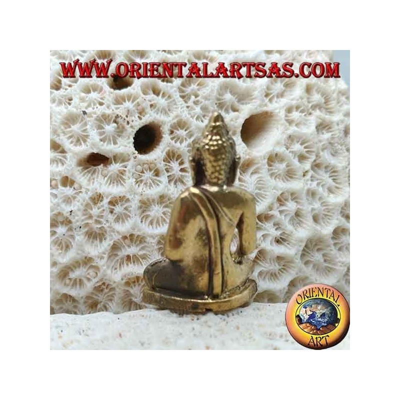 Scultura Buddha "Bhumisparsha Mudra - Sottomettendo il demone Mara" semplice in ottone (piccola)
