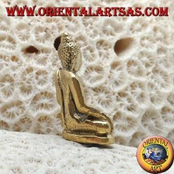 Buddha-Skulptur "Bhumisparsha Mudra - Unterwerfung des Dämons Mara" einfach in Messing (klein)