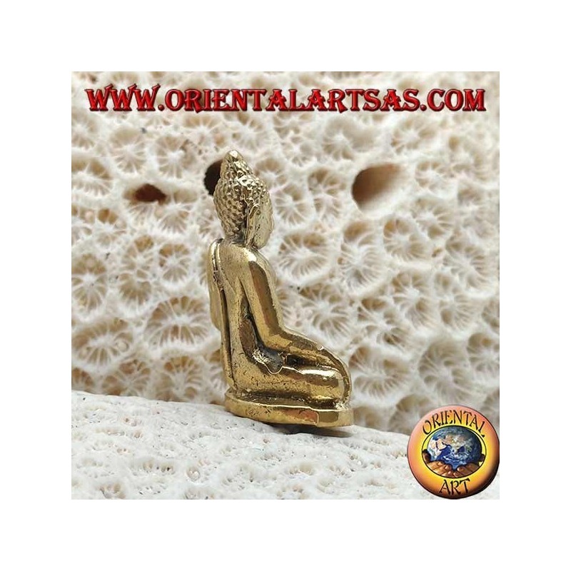 Buddha sculpture "Bhumisparsha Mudra - Subduing the demon Mara" simple in brass (small)