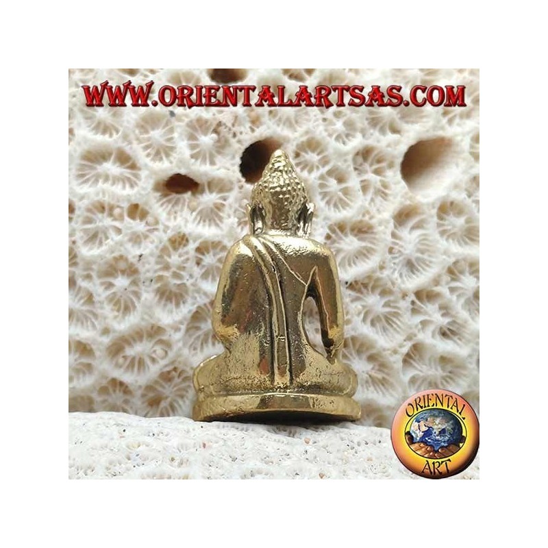 Buddha sculpture "Bhumisparsha Mudra - Subduing the demon Mara" simple in brass (small)
