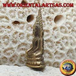 Buddha sculpture "Bhumisparsha Mudra - Subduing the demon Mara" surrounded on the brass altar (small)