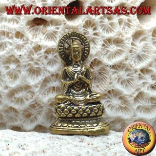 Buddha sculpture "Dharmachakra Mudra - the beginning of the teaching of Dharma" with brass halo (small)