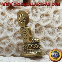 Buddha sculpture "Dharmachakra Mudra - the beginning of the teaching of Dharma" with brass halo (small)