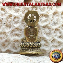 Buddha sculpture "Dharmachakra Mudra - the beginning of the teaching of Dharma" with brass halo (small)