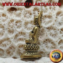 Buddha sculpture "Dharmachakra Mudra - the beginning of the teaching of Dharma" with brass halo (small)