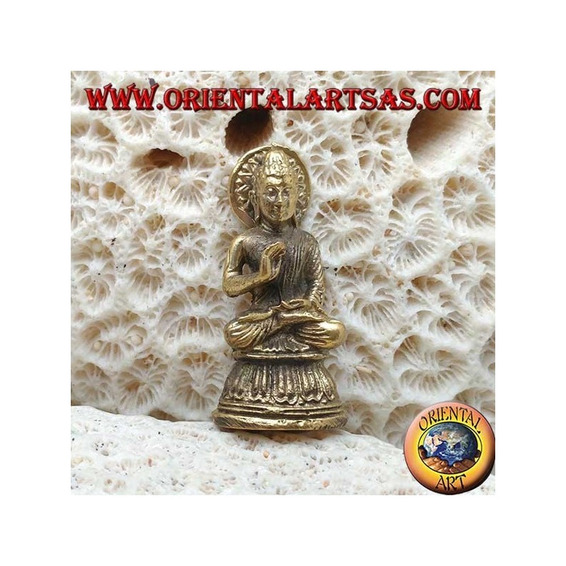 Buddha-Skulptur "Paryankasana Mudra - Symbol der Gelassenheit" mit Messinghalo (klein)