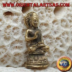 Buddha-Skulptur "Paryankasana Mudra - Symbol der Gelassenheit" mit Messinghalo (klein)