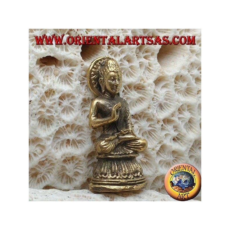 Buddha sculpture "Paryankasana Mudra - symbol of serenity" with brass halo (small)
