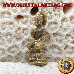 Buddha-Skulptur "Paryankasana Mudra - Symbol der Gelassenheit" mit Messinghalo (klein)