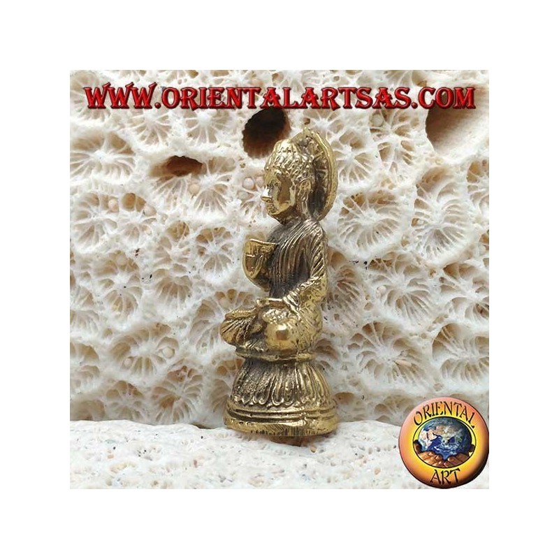 Sculpture de Bouddha "Paryankasana Mudra - symbole de sérénité" avec halo en laiton (petit)