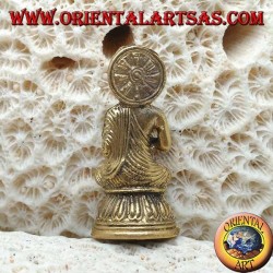Buddha sculpture "Paryankasana Mudra - symbol of serenity" with brass halo (small)