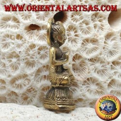 Buddha-Skulptur "Paryankasana Mudra - Symbol der Gelassenheit" mit Messinghalo (klein)