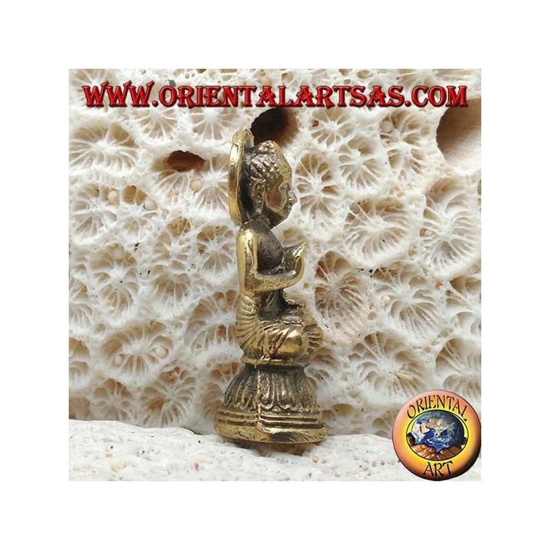 Escultura de Buda "Paryankasana Mudra - símbolo de serenidad" con halo de latón (pequeño)