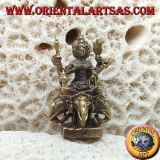 Escultura de Brahma "el Creador" en Airavata "el elefante blanco", en latón (pequeño)